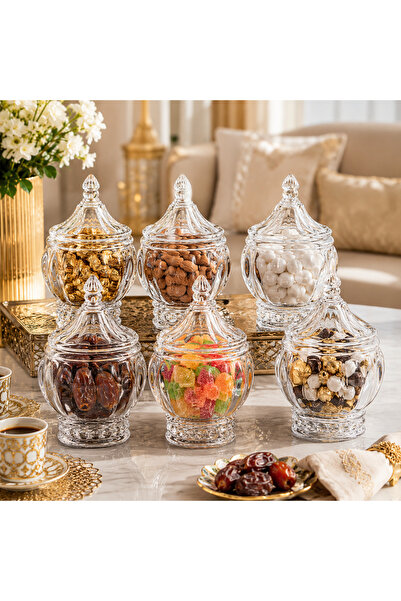 Dania ✨   Luxury 6-Piece Glass Serving Bowl and Jar Set with Lid - Elegant Cr...