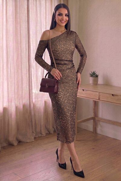 ALFUDO Moda Collection Digital Print Tulle Lined Dress