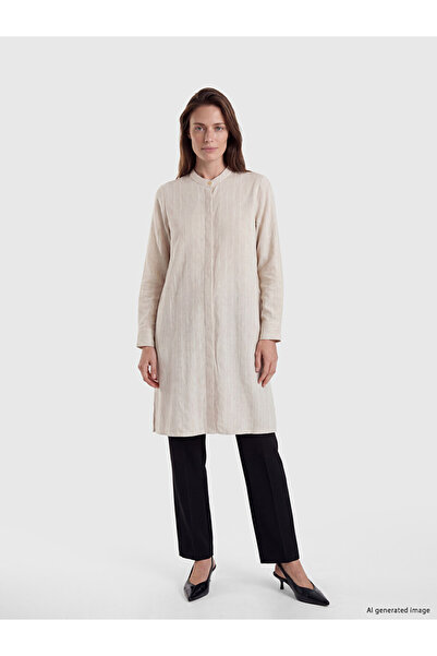 LC Waikiki Striped Linen Blended Women's Shirt Tunic