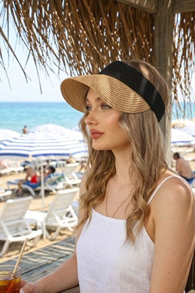 Ritagarcia Women's Straw Visor Hat with Elastic Back, Sun Protection Beach Sp...