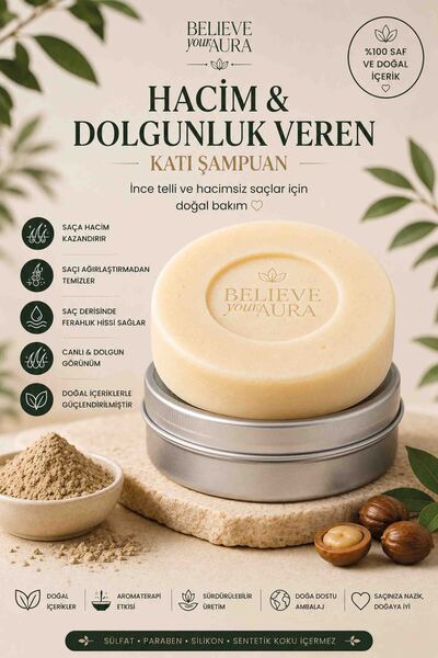 Believe Your Aura Volumizing and Plumping Solid Shampoo - 100% Natural for Fi...