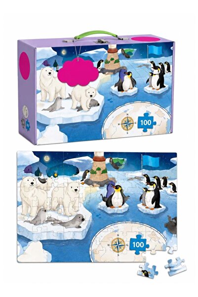 DAT 100-Piece Jigsaw Puzzle with Arctic Wildlife, Educational Geography Puzzl...
