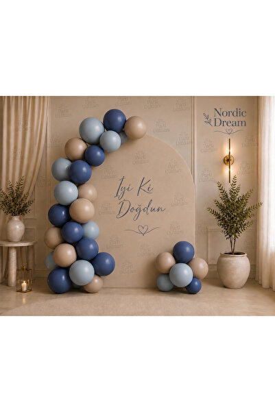 Parti Dükkanı Nordic Dream Balloon Set 30 Pieces – Rustic Azure, Rustic Indig...