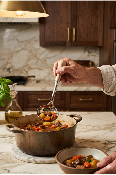 KLARHAUS Stainless Steel Ladle with Wooden Mini Handle - 19 cm