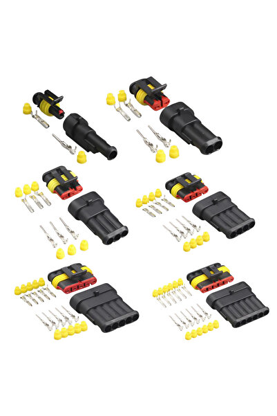 İthal Super Seal Konnektör Full Set - Erkek/Dişi (1-2-3-4-5-6 Pin)