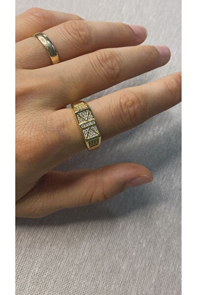CM Jewelry ALTIN KAPLAMA GÖRÜNÜM KUYUMCU ÇELİK YÜZÜK (KADIN TAKI&AKSESUAR)