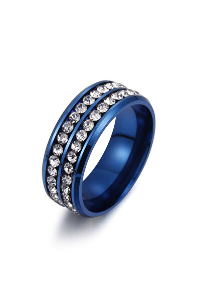 Black Season Double Zircon Ring Classic Steel Size 5-8 |   Black Season