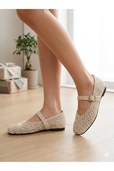 MY STİL MODA Knitted Women's Ballerina Soft Sole Casual Shoes