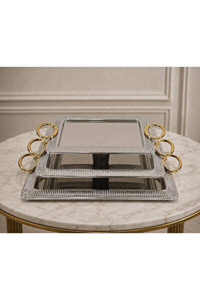 Rwafd Rema 3-piece silver serving tray set