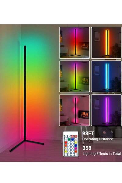 Generic RGB LED Corner Standing Lamp – Gradient Multicolor Floor Light with R...