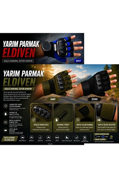 Keyfi Sepet Yarım Parmak Korumalı Motosiklet Eldiveni Kaymaz Taktik Bisiklet ...