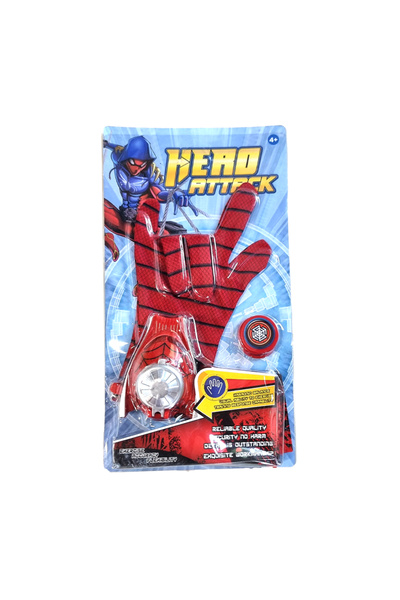 Toybox Kids Red Spider-Themed Gloves with Spinning Disc Launcher Toy