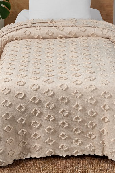 Zühre Home Single Bedspread |   3D Multi-Purpose Embossed Patterned Pique |   Four Seasons Bedding Shawl