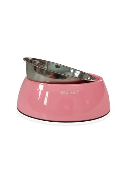 Pet Interest Μπολ Deluxe Διπλής Χρήσης Ροζ 700/900ml