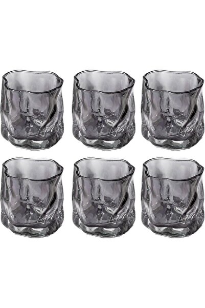 KASTWAVE Set of 6 Grey Vintage Crystal Beverage Glasses 6.7oz - Elegant Tumbl...