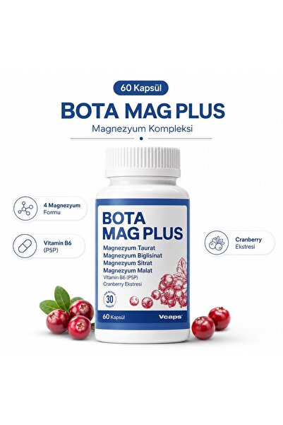 Botafitt BOTAMAG PLUS: Cranberry Ekstreli Magnezyum Bisglisinat, Malat, Sitra...