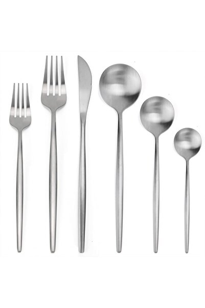 Generic Modern Matte Silver Silverware Set, 12-Piece Stainless Steel Flatware...