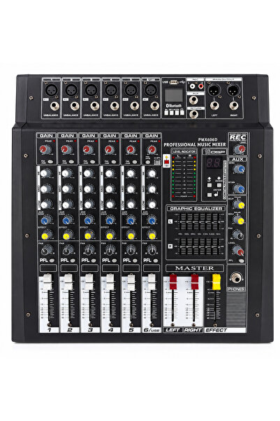 OEM Mixer audio, 2 x 500W, 6 canale, PMX606D, cu amplificator, Bluetooth, USB...