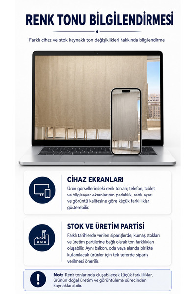 DEVRİM OLİVYA TEKSTİL Bej-Krem balkon perdesi kornişli bağcıklı su geçirmez dış mekan dayanıklı modern balkon brandası