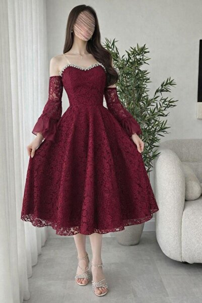 Bamah Luxury Short Evening Dress in Red Oud (Burgundy) for the Sophisticated ...