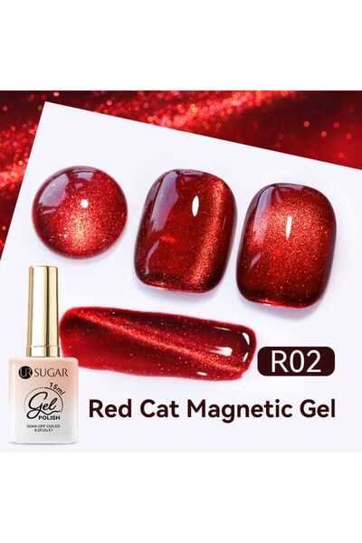 Born Pretty UR SUGAR Red Cat Magnetic Gel/Kırmızı Kedi Gözü Kalıcı Oje(R02)-1...