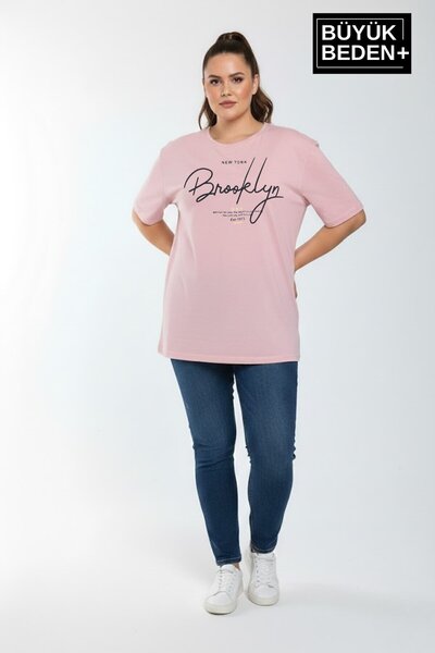 Superlife Süperlife Women's Large Size Handwritten Brooklyn Printed 3Xl-6Xl C...