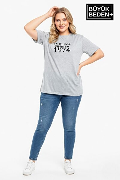 Superlife Süperlife Women's Large Size California 1974 Printed 3Xl-6Xl Crew N...
