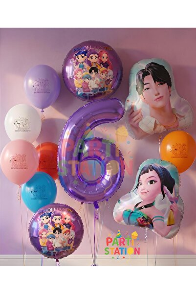 Parti Station Demon Hunters Kpop Themed 1St Birthday Balloon Set 11 Piece Dem...