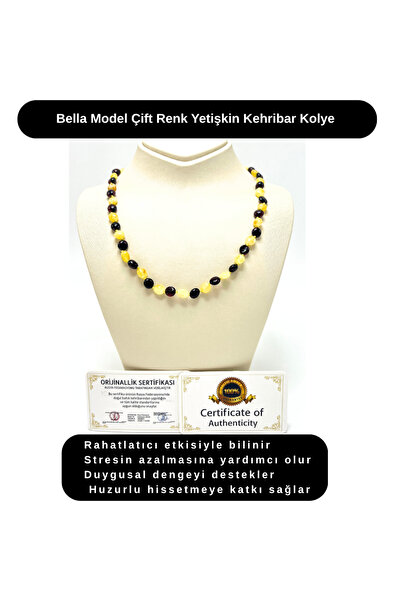 YILDIZ DOĞAL TAŞ Certified Bella Model Double Color Adult Amber Necklace 45 c...