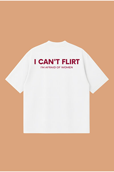PURE POWER I Can'T Flirt Boxy Fit Oversize Unisex 100% Cotton Tshirt – Printe...