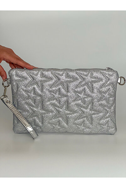 IKARÈL Kadın Simi Model Yıldız Desenli Portföy Clutch Çanta