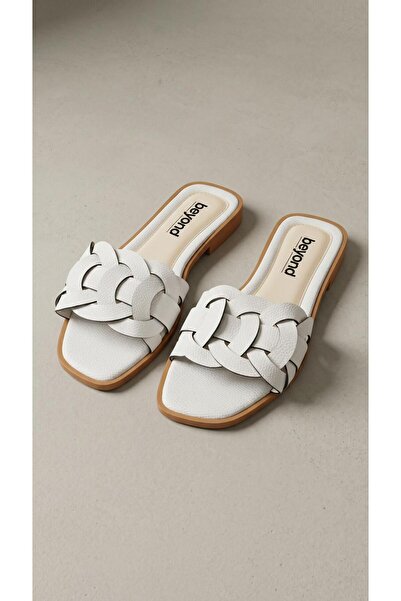 Beyond Women's White Gc Leather Slippers 1cm Byndst01