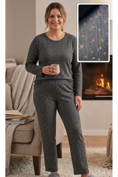 sleeproom Plus Size Pointiel Patterned Pajama Set