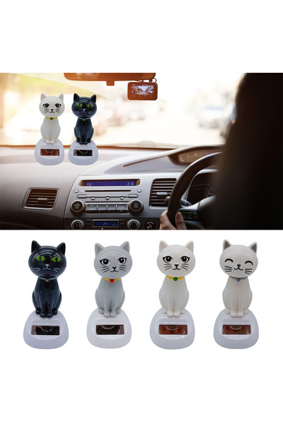 e-life shop Solar Güneş Enerjili Sallanan Dans Eden Kedi Figürü Araba Torpido...