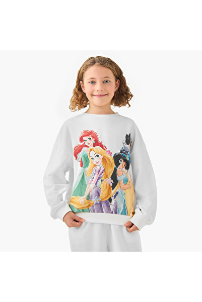 Disney Princess Print Sweatshirt with Long Sleeves