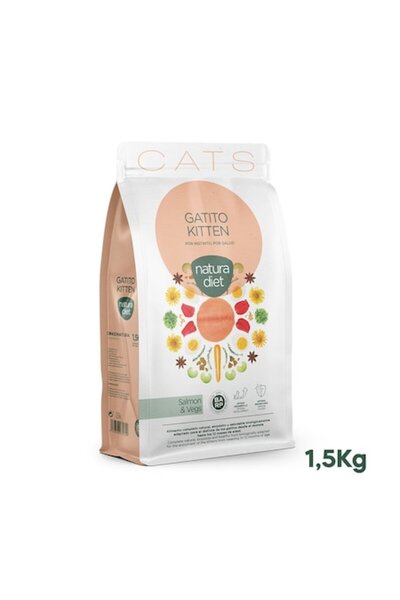 Natura Diet Храна за котенца със сьомга и зеленчуци, Сьомга и зеленчуци 1.5кг...