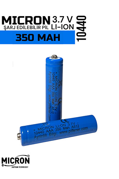 Micron 3.7 V (Volt) 350 Mah (amper) 10440 Li-on Başlı Pil (1 Adet) AAA Boy