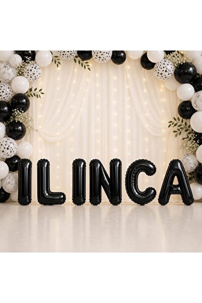 OEM Baloane Litere Nume ILINCA, Negru, Folie Metalizată 40 cm, Decor Elegant,...