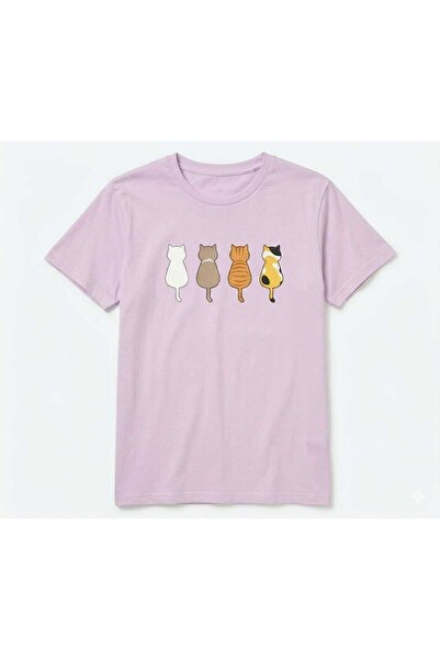 KOZİA OUTDOORS Women's 4 Cute Printed Oversize Crew Neck T-Shirt
