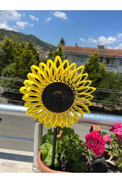 Yakamoz 3d Ayçiçeği Görünümlü Rüzgar Gülü Açık Sarı