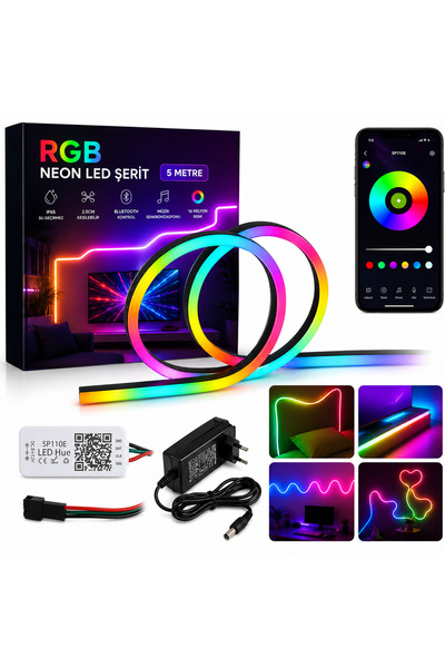 Ledarmy Neon LED Şerit RGB Piksel 5 Metre IP65 Su Geçirmez Adreslenebilir SMD...