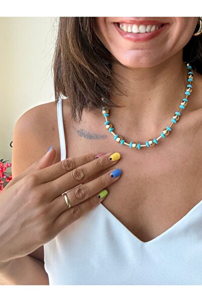 Merishe Jewerly Gold Turquoise Beads Gold Design Necklace