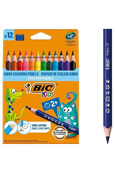 Z Store Set de creioane colorate BIC Kids, scurte, groase, triunghiulare – 12...