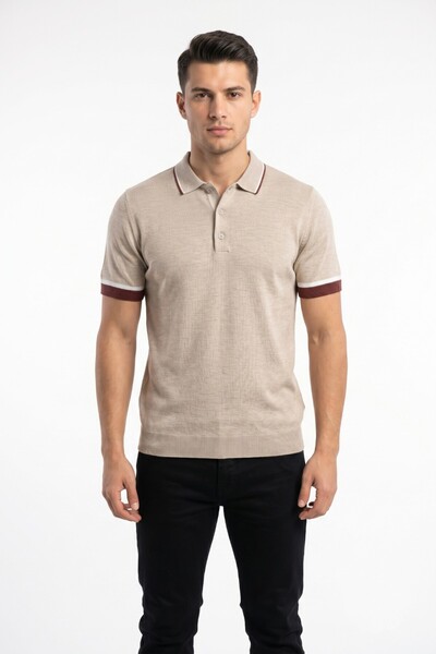 Raymons Men's Polo Collar Short Sleeve Knitwear T-Shirt Regular Fit Bgl-St05559