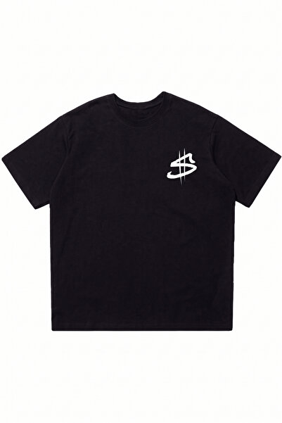DASH WEAR Cash Rules Printed Black Oversize Crew Neck T-Shirt