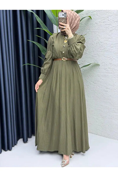 bgm fashion Women's Hijab Belted Dress Strawberry Fabric