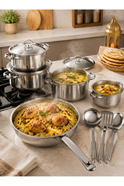 Cookware Bargain Shop 15-Piece Stainless Steel Cookware Set with Lids, Induct...