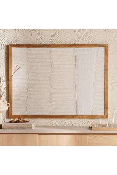 PAN HOME لوحة فنية جدارية مؤطرة مصنوعة يدويًا بتصاميم عضوية 90x120 سم - طبيعي