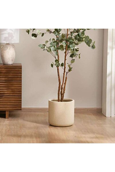 PAN HOME Linde Polyresin Planter Dia33x32cm - Cream