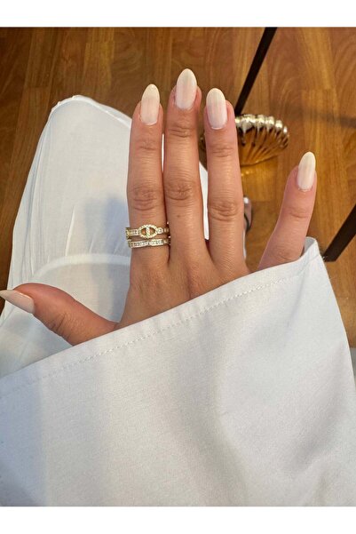 KİUSS Double stone gold ring